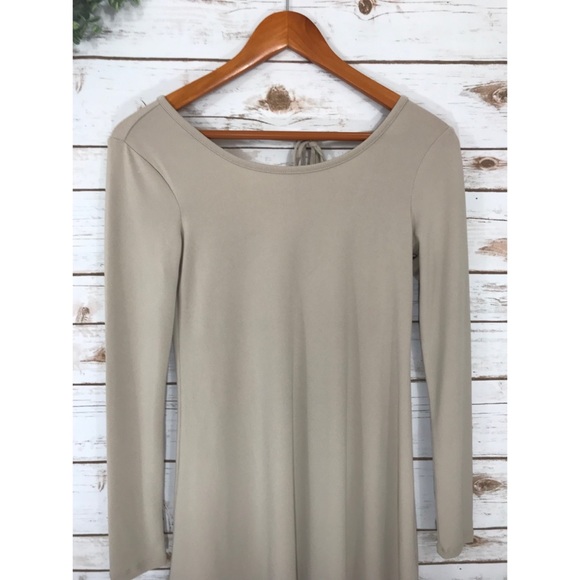 TIE BACK BEIGE MINI DRESS SIZE SMALL - Picture 2 of 6